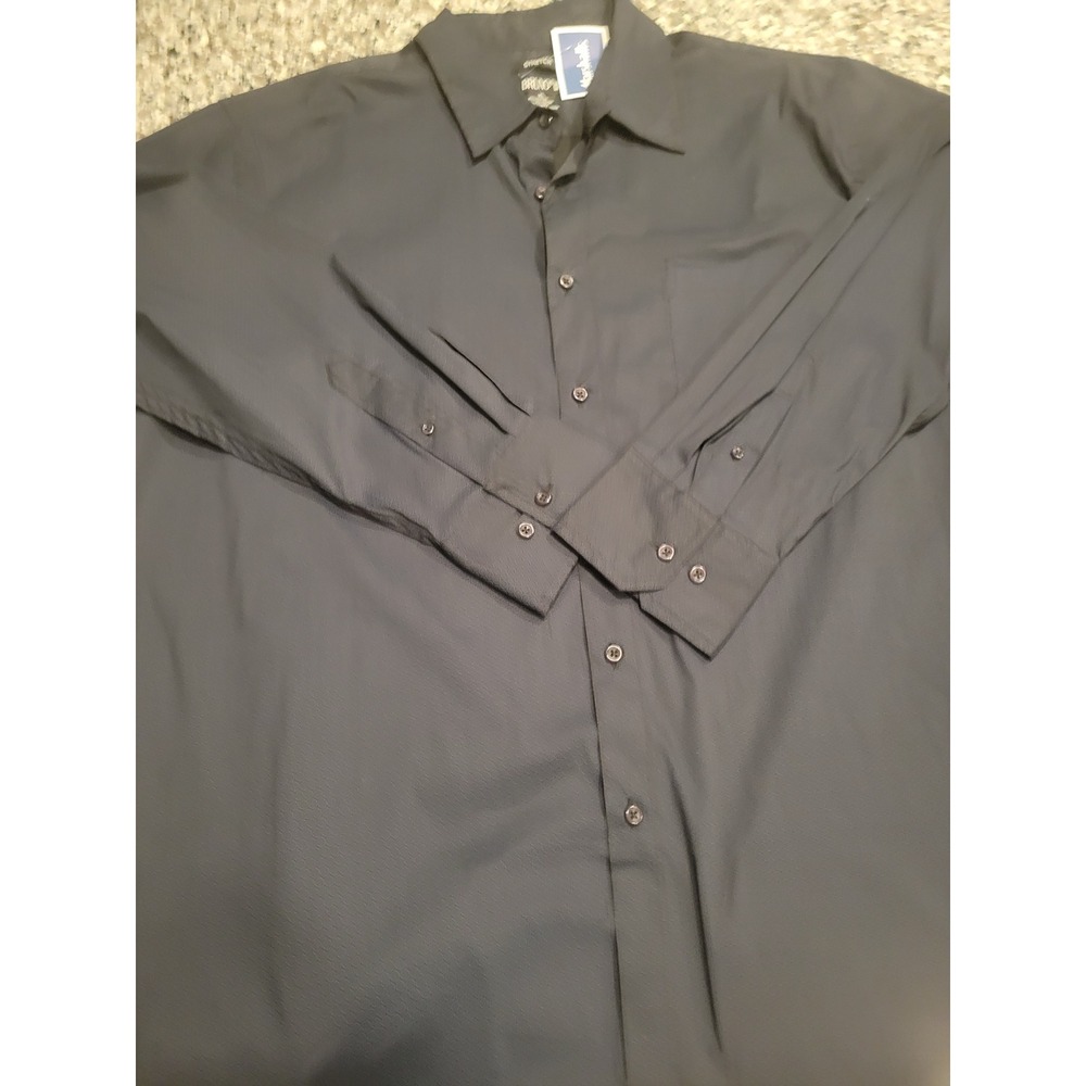 Bruno Mens Stretch Dress Shirt XL‎ Navy Blue Geometric Micro Pattern Long Sleeve